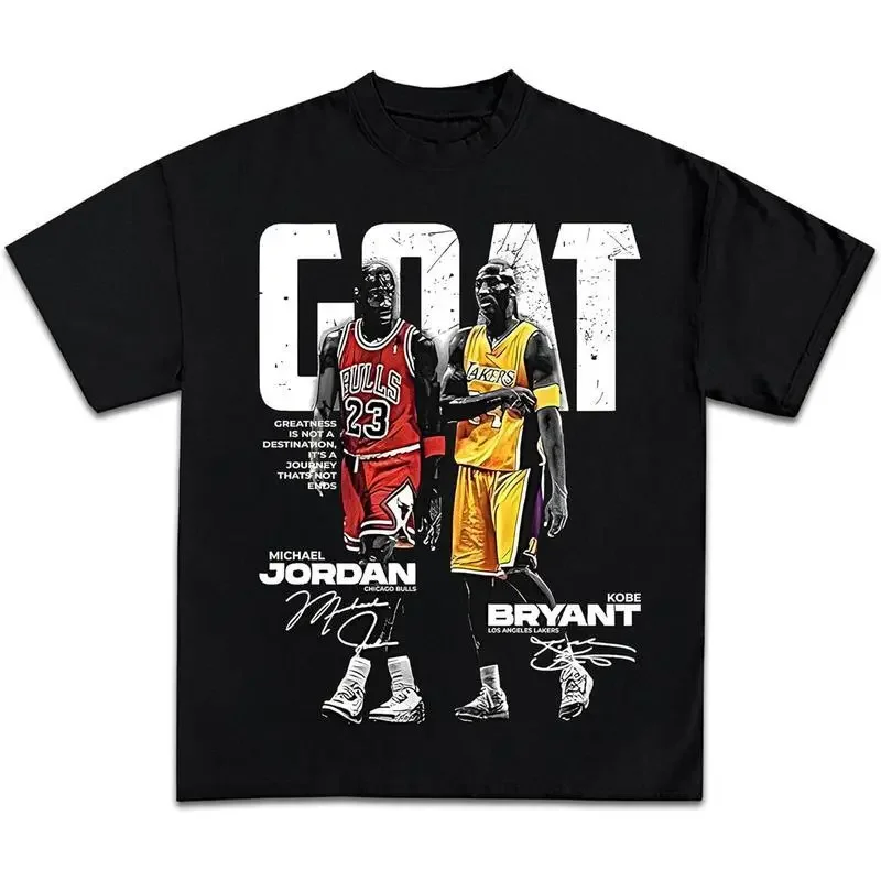 Acid Wash Vintage Graphic T Shirt - 고트 MJ 앤 KB 브라이언트 캐주얼