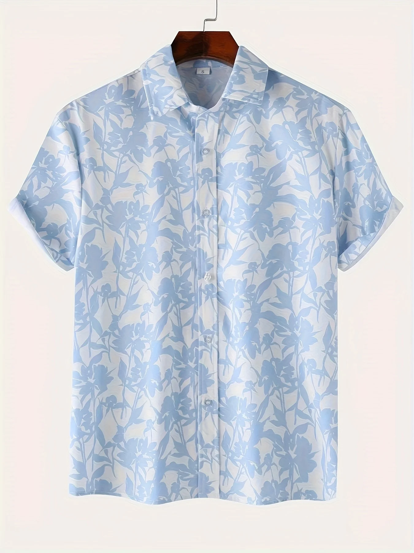 Vintage Hawaiian Floral Shirt - 남성용 멀티 스타일 라이트 블루 알로하