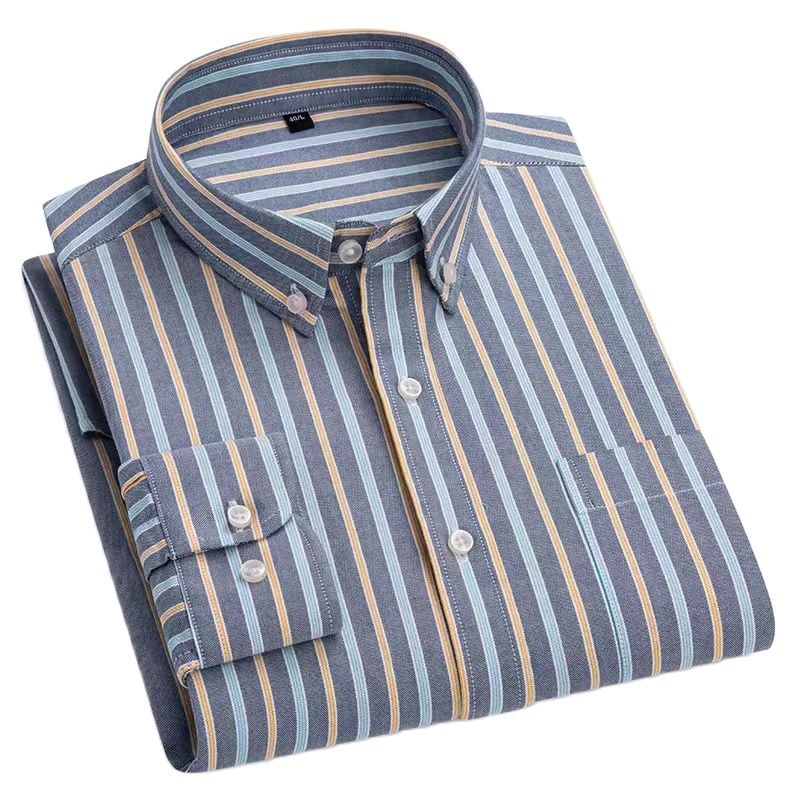 Oxford Cotton Casual Shirt Business - 160KG 오버사이즈 셔츠 스트라이프/체크무늬 셔츠 단색