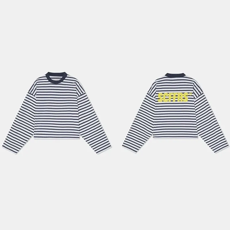남녀 공용 긴팔 티셔츠, 넉넉한 핏에 스트라이프 패턴, - T-Shirts 리뷰 및 가격