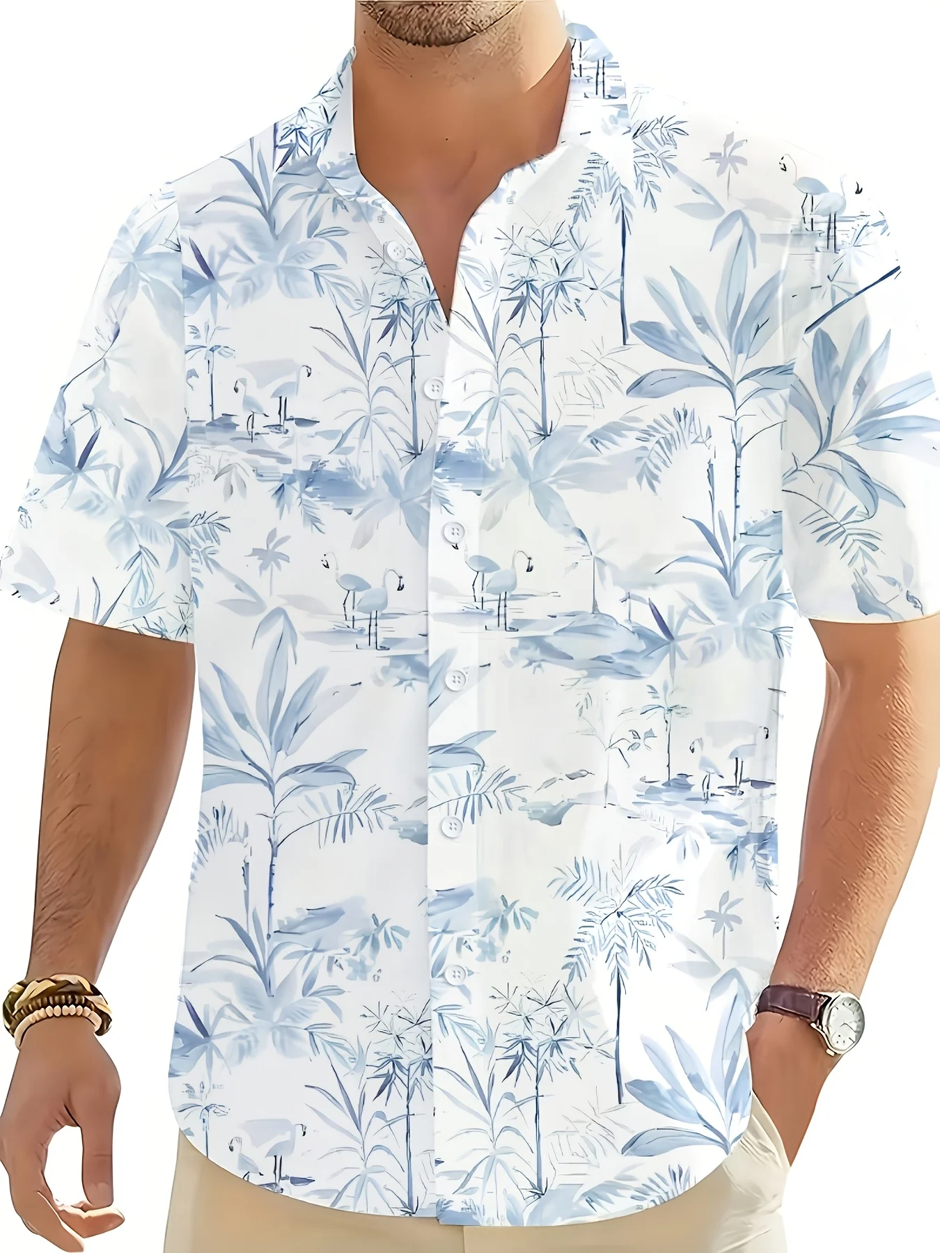 남성용 멀티 스타일 라이트 블루 알로하 하와이안 셔츠  - Vintage Hawaiian Floral Shirt 리뷰 및 가격