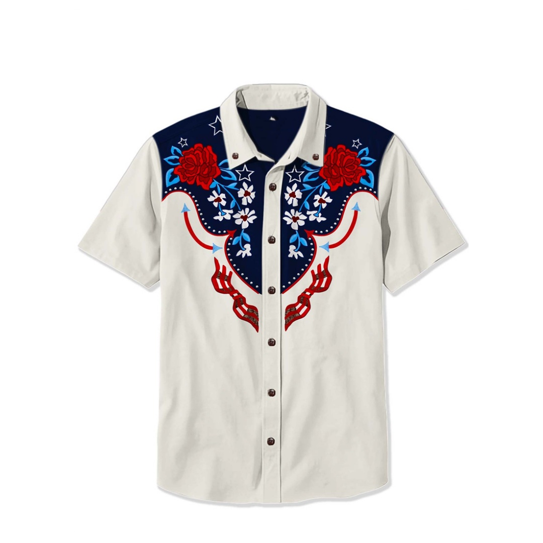 남성용 셔츠 레트로 반팔 해골 박쥐 꽃무늬 요크 3D  - Vintage Hawaiian Floral Shirt 리뷰 및 가격