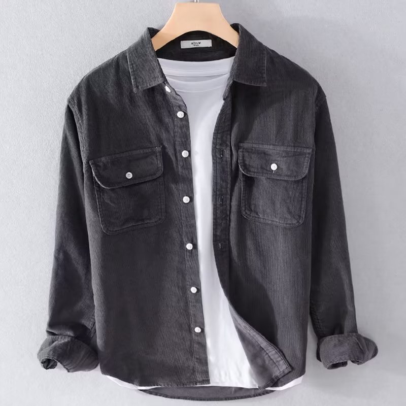 남성용 코듀로이 셔츠, 단색, 긴팔, 캐주얼 스타일,  - Corduroy Button Up Shirt Men 리뷰 및 가격